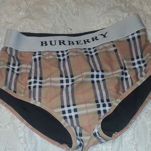 Burberry Tan and Black Plaid Swim Briefs
